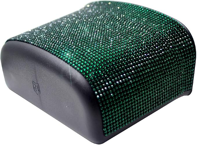 Bling Crystal Car Trash Can Auto Hanging Car Trash Can Sparkling Storage Holder Litter Container for Vehicle Office Home (Green)