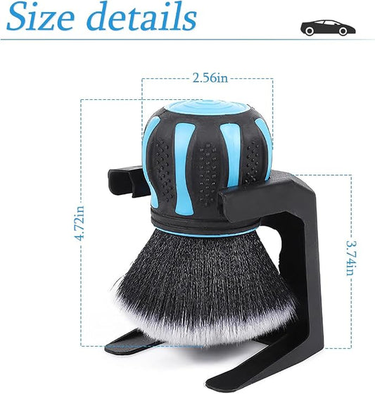 AUCELI Car Detailing Brush, Ultra Soft Auto Interior Dusting Brush with Storage Rack, Car XL Synthetic Brush Cleaning Tool, Universal Covers Large Area Inside or Outside Vehicles (Blue/Style B)