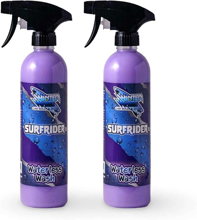 Winter White SURFRIDER Waterless Car Wash Spray – High gloss, scratch-free formula for all surfaces. Cleans, shines, and protects with UV defense. 2-pack of 16oz bottles for pro results anytime!
