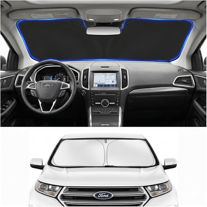for 2015-2024 2025 Ford Edge Windshield Sun Shade - Foldable Windshield Sunshade Cover Front Window Shade Custom Fit for Edge Accessories Sun Visor Protector Blocks UV Rays