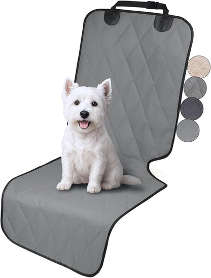 VIVAGLORY Front Dog Seat Covers, 1PACK No-Skirt Design Quilted & Durable 600D Oxford Pet Front Seat Cover with Anti-Slip Backing, Fits Most Cars, SUVs & MPVs, Grey