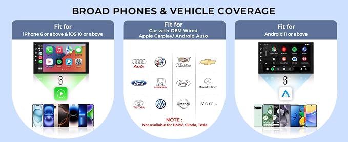 Wireless Carplay Adapter for iPhone & Android Auto 2-in-1, Stable, Plug & Play Low Delay Carplay Wireless Adapter Convert Wired to Wireless Apple Car Play Dongle for iOS 10+/Android 11+ (Grey)