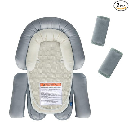 COOLBEBE Upgraded 3-in-1 Baby Body Support & Strap Covers Set for Newborn Infant, Extra Soft Car Seat Insert Cushion Pad, Perfect for Car Seats, Strollers, Swing