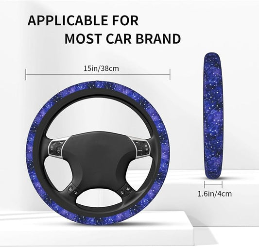 Galaxy Starry Sky Steering Wheel Covers Non Slip Neoprene Universal 15 Inch Steering Wheel Protector Car Cover for Men Women