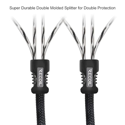 RECOIL P417 Premium 100% Oxygen Free Copper 17ft 4-Channel RCA Audio Interconnects Cable 4X RCA Male to 4X RCA Male Double Shielded with Noise Reduction