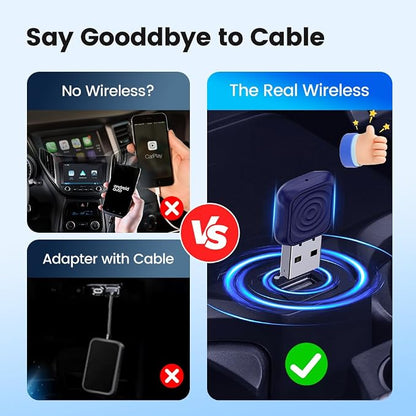 Carlinkit 2-in-1 Mini Ultra Wireless CarPlay Adapter & Android Auto - for iOS 10+/Android 11+, Convert Wired to Wireless with USB-A/Type-C, Plug & Play, 5.8G WiFi Fast & Stable Car with 2018+
