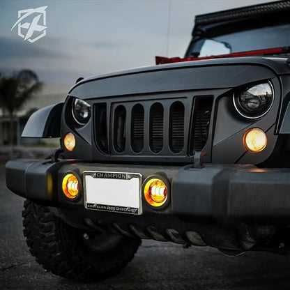 Xprite 4" Inch Amber LED Fog Light Compatible with 2007-2018 Jeep Wrangler JK JKU, Driving Offroad Foglights, DOT Approved Front Bumper Replacements Fog Lamps, Amber