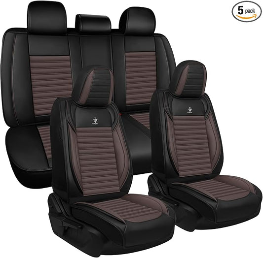 Seat Covers Full Set Fit for Nissan Rogue 2015-2026, Breathable and Comfortable Leather Car Seat Cover, Standard Waterproof Cushion Cover Auto Interior Accessories (Black Brown)