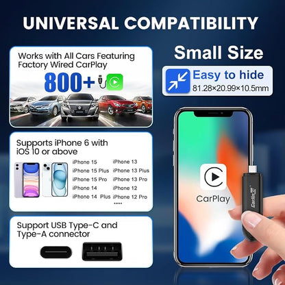 Carlinkit MINI SE Wireless CarPlay Adapter 2026 with OEM Wired CarPlay, Plug & Play/Auto-Connect/for USB-A & Type-C Dual Port Cars, Support Online Upgrade Wireless Dongle