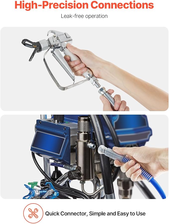 VEVOR 25ft Airless Paint Sprayer Hose, 1/4 in Universal Airless Paint Spray Hose, 4350 PSI High Pressure Flexible Airless Sprayer Hose, Multi-Layer Reinforced Steel Wire Braid Hose for Paint Sprayer