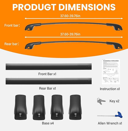 300lbs Lockable Roof Rack Cross Bars Compatible with 2024 2025 2026 Hyundai Santa Fe & Santa Fe Hybrid with Raised Side Rails (Not for SE), Aluminum Heavy Duty Crossbar Luggage Accessories