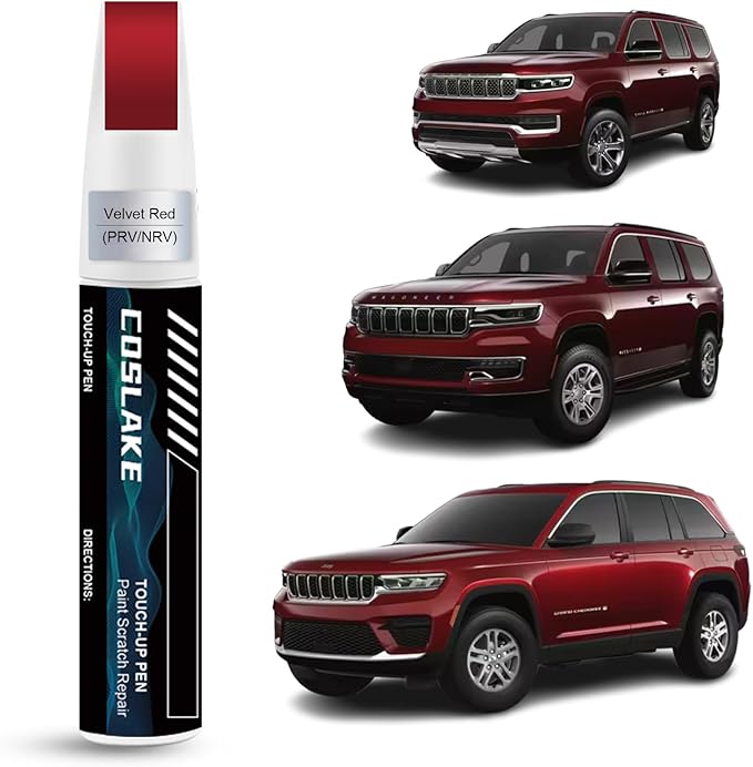 Car Touch Up Paint(Velvet Red(PRV/NRV)) for Jeep, Car Paint Scratch Repair Kit, Quick & Easy Solution to Repair, 2 in 1 Scratch Remover Pen with Color-Matched