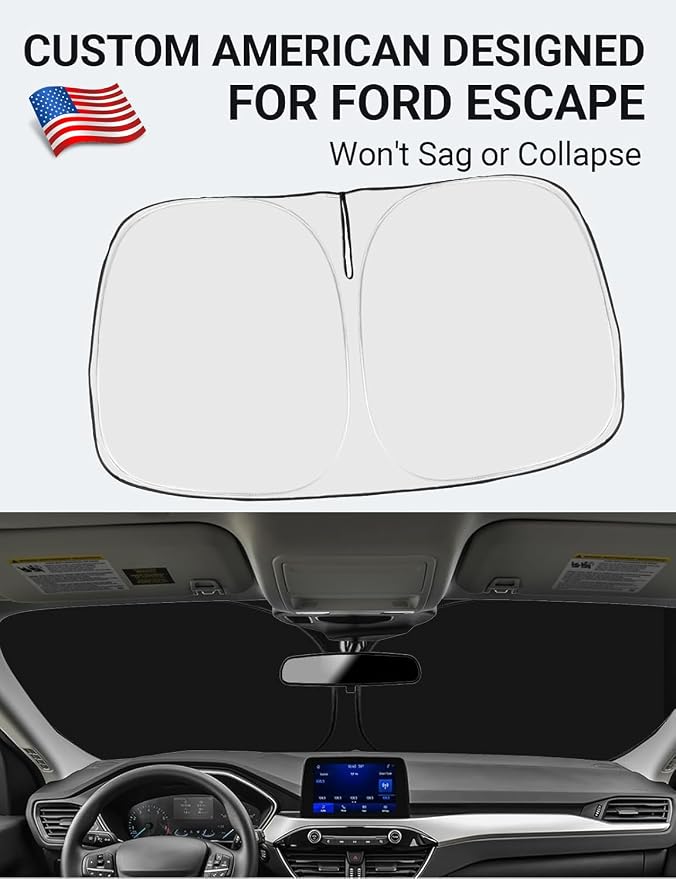 Proadsy Custom Fit Ford Escape 2020-2026 Windshield Sun Shade 4-Layer Foldable Front Sunshade Protector Sun Visor Blocks UV Rays Keep Car Cooler