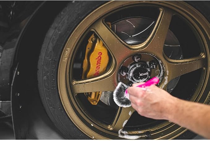 Detail Factory - Synthetic Detailing Brush Set - Ultra-Soft Interior Car Cleaning Brushes for, Screens, Emblems, & Tight Spaces - Pink