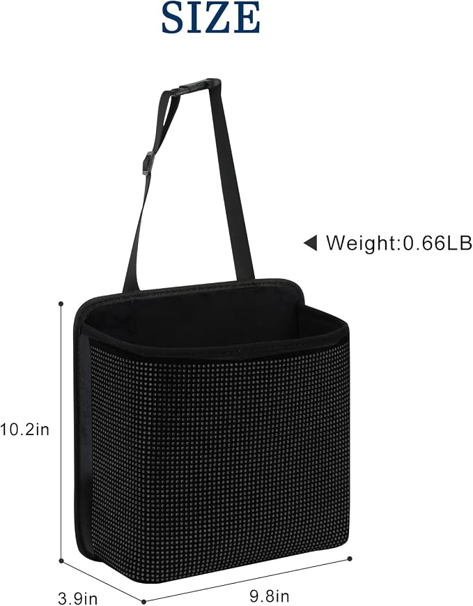 Cavalcade Car Back Seat Organizer, Bling Hanging Pocket, Large Seat Back Travel Caddy Bag, Diamond Trash Bin Garbage Container (Black)