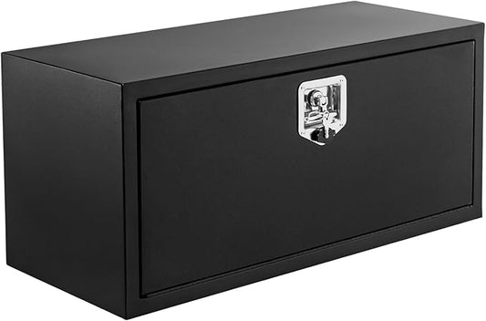 Black Steel Underbody Truck Tool Box for Pickup RV Toolbox Truck Bed Toolboxes Heavy Duty Waterproof Truck Chest with Lock,24 x 14 x 16 Inch