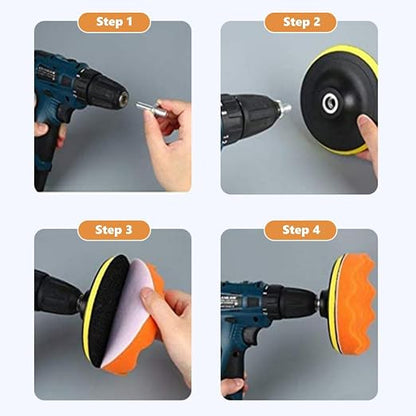 8PCS Car Foam Drill Polishing Pad Kit 7 Inch Buffing Pads Kits Drill Buffer, Foam Polish Pads Car Polisher Attachment for Drill Buffing, Car Sanding, Polishing, Waxing, Cleaning Set(7" 8PCS)