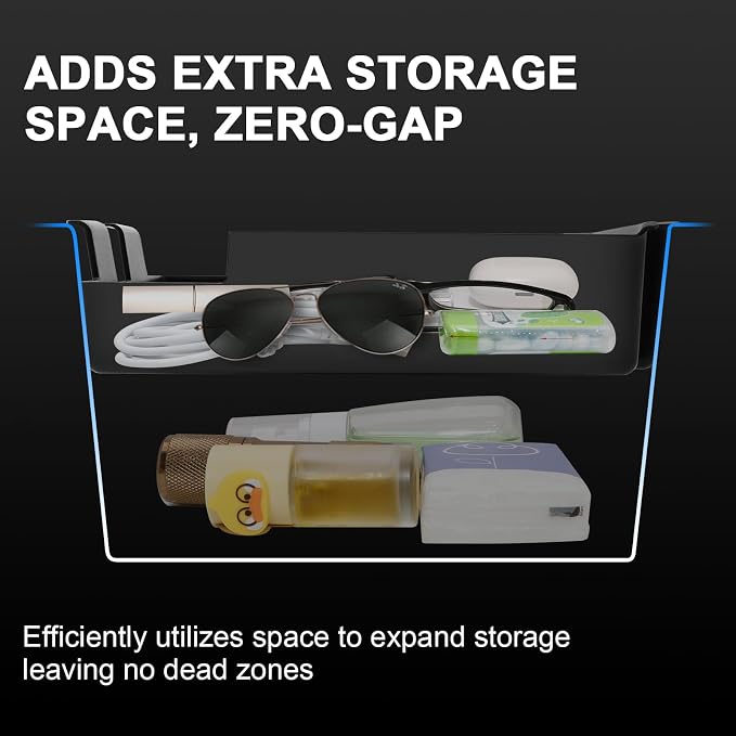Upgrade Center Console Organizer for Ford Bronco 4 Door 2025 2026 Full Size Armrest Storage Box for Ford Bronco Accessories(Not for 2-Door & Bronco Sport & Manual Transmission)+Sunglasses Holder