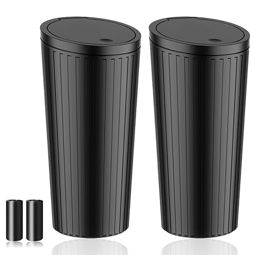 Car Trash Bin with Lid - 2 Pack Universal Leakproof Vehicle Garbage Can Bin with 40pcs Trash Bags - Car Organizers and Storage for Front Back Seat Accessories