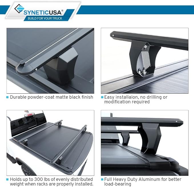 Syneticusa AR Automatic Retractable Truck Bed Cover with Crossbars for Silverado Sierra 2500 3500 2020–2026 | 6’8” 82.2” Bed | Aluminum Hard Tonneau Cover | Waterproof, Low-Profile