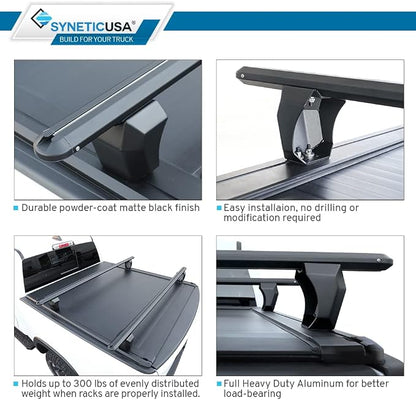 Syneticusa AR Automatic Retractable Truck Bed Cover with Crossbars for Silverado Sierra 2500 3500 2020–2026 | 6’8” 82.2” Bed | Aluminum Hard Tonneau Cover | Waterproof, Low-Profile
