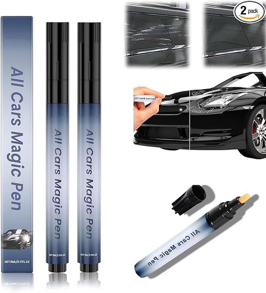 All Cars Magic Pen,Scratch Remover Pen,Black Car Paint Scratch Repair 2pcs | Quick Fix for Scratches and Paint, Fits All Car Colors,Lightweight and Fast,Long-Lasting,Effective Performance
