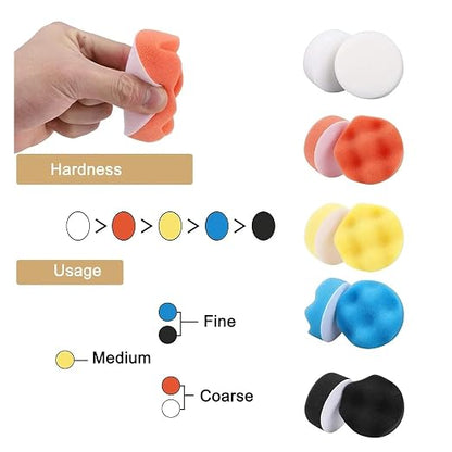 10 Pcs 3 Inch Polishing Pad Foam Drill Sponge Buffing Pads 80mm Flocking Car Buffer for Detail Polisher Waxing Cleaning(Wave White)