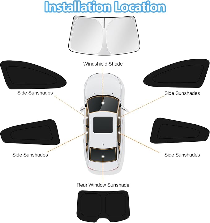 KUST Car Window Shades for Mazda 3 2014-2017 2018 Windshield Sun Shade Side Window Cover UV Block Privacy Protection Accessories for Camping Blackout Rear Back Full Set 6PCS