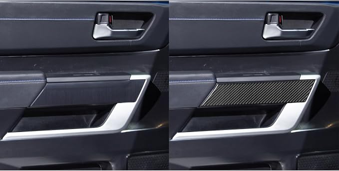 NVCNX Real Premium Carbon Fiber for Toyota Tundra 2022-2026 / Sequoia 2023-2026 2024 2025 Door Armrest Panel Cover Interior Trim Accessories Overlay Sticker 4PCs with Seat Memory not for Extended Cab