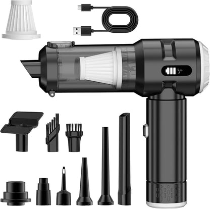 Wansimoo Handheld Car Vacuum Cleaner,25000PA Strong Cyclonic Suction Mini Vacuum Portable Cordless with Digital Display and One Touch Dust Removal for Car, Home, Office, Kitchen (Silver)