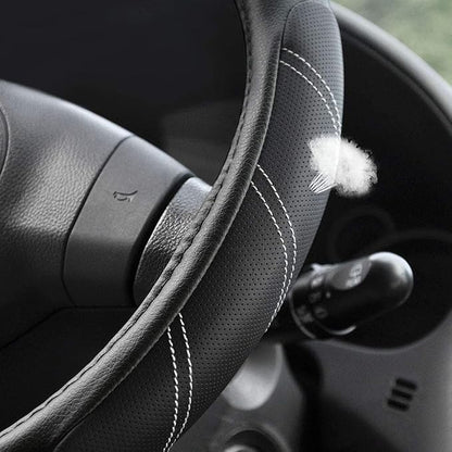 Elantrip Sport Leather Steering Wheel Cover 14 1/2 inch to 15 inch Universal, Padded Soft Grip Breathable for Car Truck SUV Jeep, Anti Slip Odorless Black