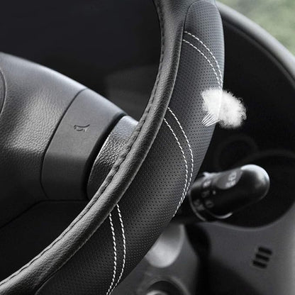 Elantrip Leather Steering Wheel Cover 15 1/2 to 16 inch Universal Large Soft Grip Breathable for Car Truck SUV Jeep Anti Slip Black