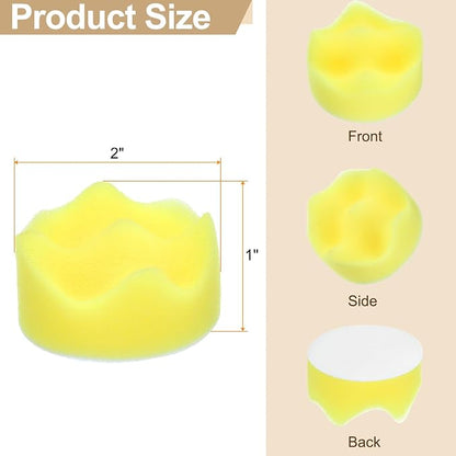 HARFINGTON 3pcs Buffing Sponge Pads 2" Polishing Wheel Waffle Finishing Grip Pad Car Buffer Polisher with Hook and Loop Back for Car Detailing Polishing Waxing, Yellow