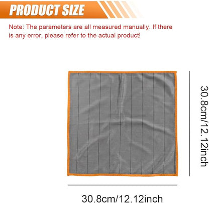 Car Carbon Microfiber Towels, 12" x 12" No Lint No Streak Cleaning Towel, Reusable Soft Car Wash Cloth, Universal Auto Polishing Detailing Rag for Glass Window Mirror(Orange)