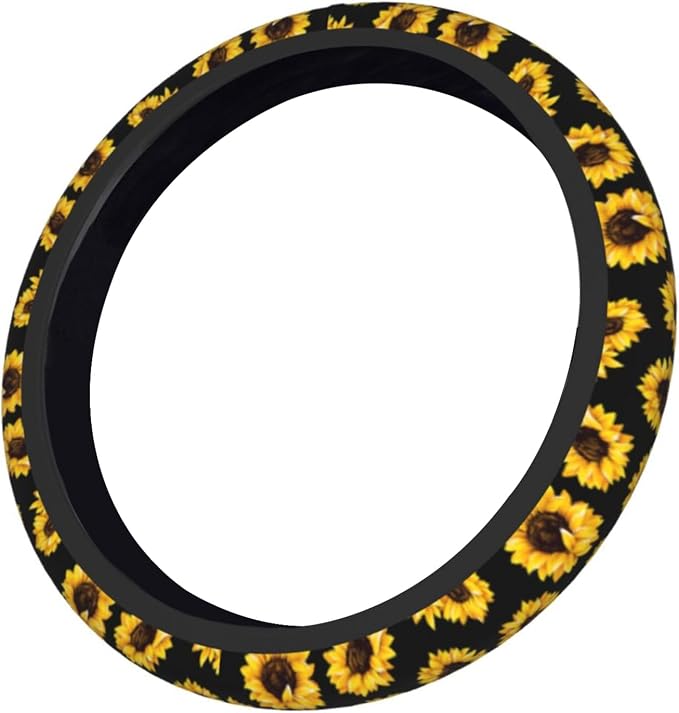 Steering Wheel Cover Sunflower Steering Wheel Cover Car Accessories Universal 15 Inch Neoprene Auto Interior Decor Anti Slip Sweat Absorption Car Protector for Women Girls Adults