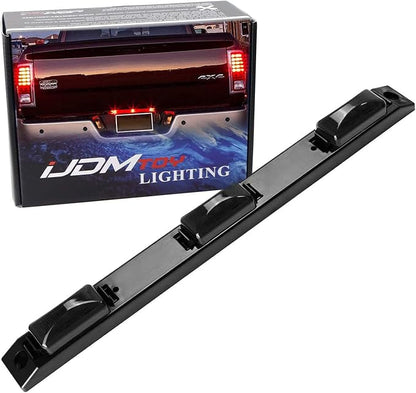 iJDMTOY Smoked Lens 9-LED Rear Truck Bed Mounted Center Tailgate Running Light Bar, Compatible with 1999-2010 Ford F-250 F-350 F-450 DRW, Also Fit Other Truck/Pickup