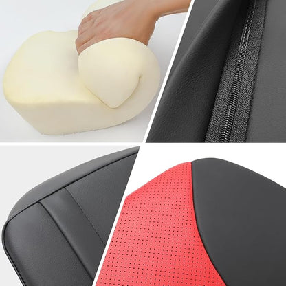 1p Memory Foam Lumbar Support Pillow for car Lower Back Pain Relief - Back Cushion for Driving, Chair Support for Car-Office Chair（Black&Red）