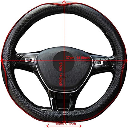 Mayco Bell Flat Bottom Steering Wheel Cover Anti-Slip,Safety,Soft,Breathable,Durable,Full Surround,Comfortable Grip Microfiber Leather (D Shape, Wine Red)