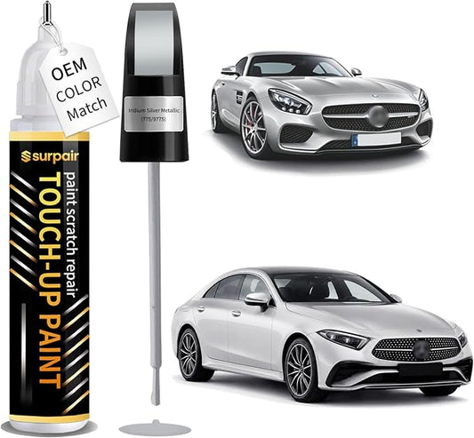 Iridium Silver Metallic 775/9775 Touch up Paint for Mercedes-Benz OEM Color Match Car Scratch Repair Kit for Nicks & Chips Scratches Quick & Easy Paint Fix 2-In-1 Car Scratch Remover Pen