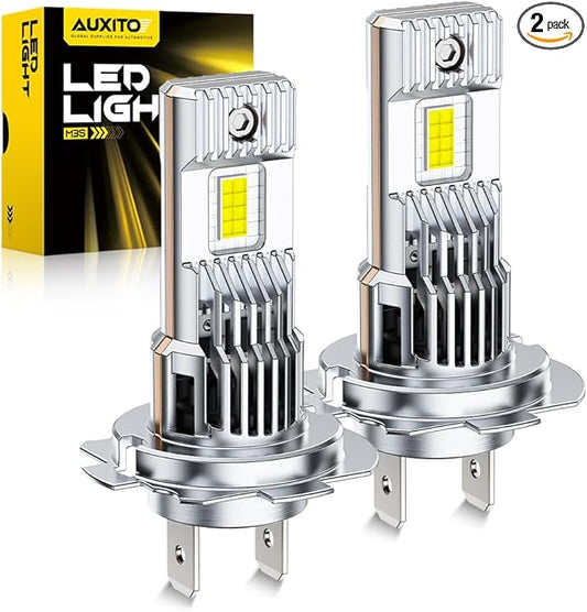 AUXITO H7 Bulb - 1000% Brighter 6500K White Illumination, Factory Halogen Size Match, Simple Plug and Play, 99% Vehicle Compatible, Pack of 2