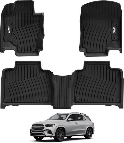 3W Floor Mats Fit for Benz GLE SUV 2020-2026(Not Fit for Coupe/W167/Hybrid), TPE All Weather Custom Fit Floor Liner for Benz GLE 5 Seats 350/450/580/53 AMG/63 AMG S Accessories Car Mats