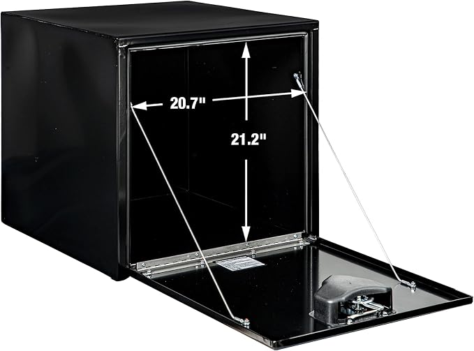 Buyers Products 1704300 Black Steel Underbody Truck Tool Box – 24 x 24 x 24 Inch - Truck Bed & Underbelly RV Storage Box, Locking T-Latch, Weather-Resistant, Heavy-Duty Flatbed Job Box, Made in USA