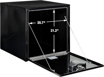 Buyers Products 1704300 Black Steel Underbody Truck Tool Box – 24 x 24 x 24 Inch - Truck Bed & Underbelly RV Storage Box, Locking T-Latch, Weather-Resistant, Heavy-Duty Flatbed Job Box, Made in USA