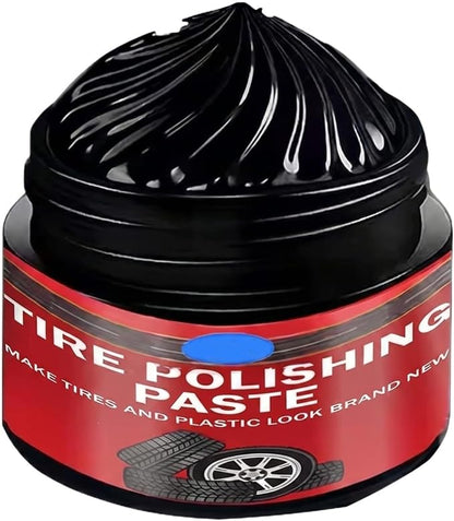 TREBIN Car Tire Shine with Sponge, Tire Coating Paste and Wheel Shine Tire Polishing Paste, Car Polish Tire Wax for Trucks Motorcycles RVs SUV - Long-Lasting Wet Look Finish with UV Protection (100g)