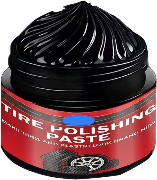 TREBIN Car Tire Shine with Sponge, Tire Coating Paste and Wheel Shine Tire Polishing Paste, Car Polish Tire Wax for Trucks Motorcycles RVs SUV - Long-Lasting Wet Look Finish with UV Protection (100g)