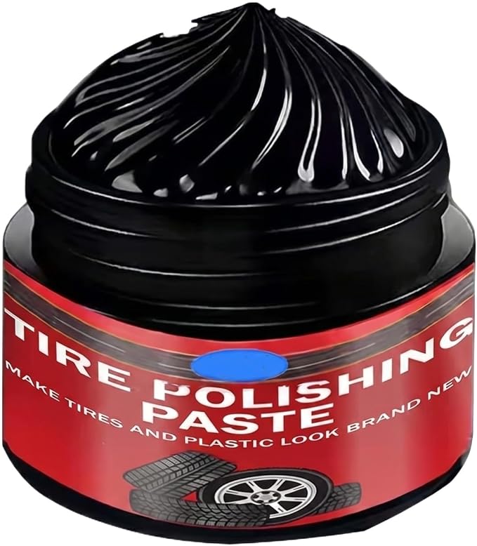 TREBIN Car Tire Shine with Sponge, Tire Coating Paste and Wheel Shine Tire Polishing Paste, Car Polish Tire Wax for Trucks Motorcycles RVs SUV - Long-Lasting Wet Look Finish with UV Protection (100g)