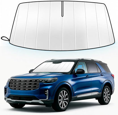 Windshield Sun Shade for Ford Explorer 2020-2026, Custom Fit Folding Design Car Front Window Sunshade Sun Visor Shield Accessories for Interior Protector, Blocks UV Rays & Heat