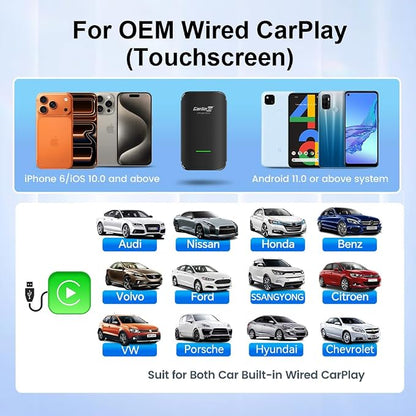 Carlinkit Wireless CarPlay & Android Auto Adapter CP2A PRO 3-in-1 Android(2+16G) System for OEM Wired CarPlay Cars, Support Netflix/You Tube/TikTok Lite, with USB-A/C from 2016 & iOS 10+/Android 11.0+