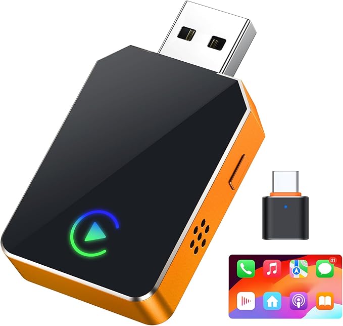SPIRITIME Wireless CarPlay Adapter for iPhone, 2026 Upgraded 2-in-1 Android Auto CarPlay Wireless Adapter, Convert Wired to Wireless, Fast & Stable, Plug & Play