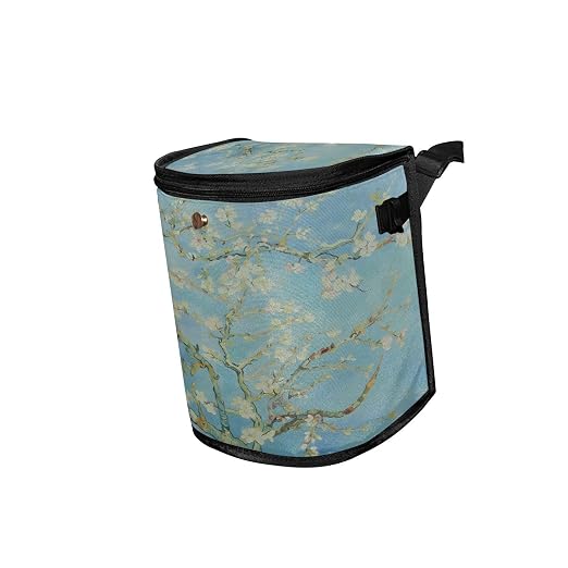 senya Car Trash Can Car Garbage Can Car Waste Basket,Almond Blossom Leak-Proof Car Trash Bin, Car Trash Hanging Car Accessories Interior Car Organizer Bag
